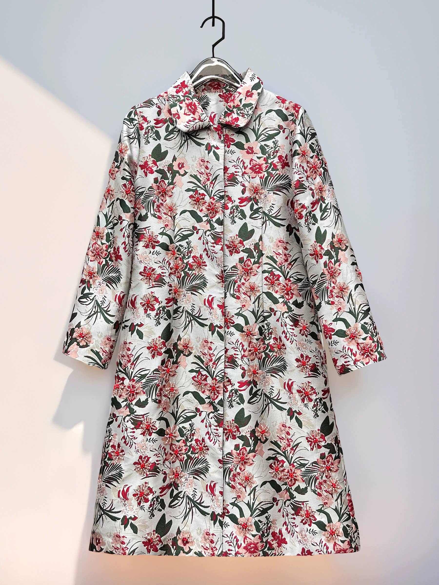 Colorea como imágenes Abrigo largo vintage bordado con cuentas y flores otoñales CT144Y de venta al por mayor en Faire0