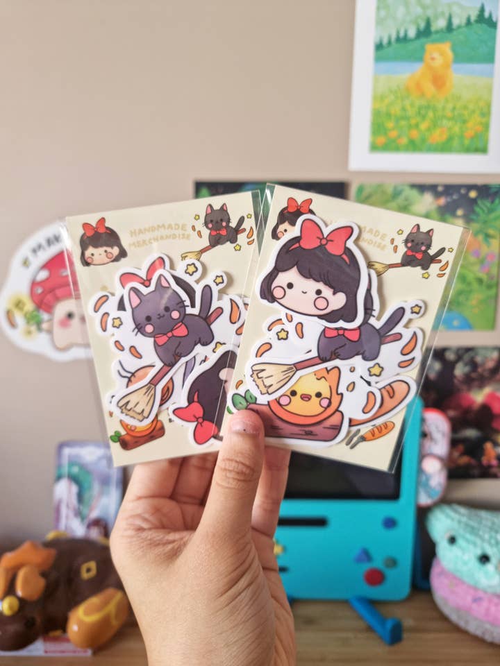 Ghlibli Calcifer Sticker Pack of 4 | Aesthetic Die Cuts for wholesale by Bizzare Blue