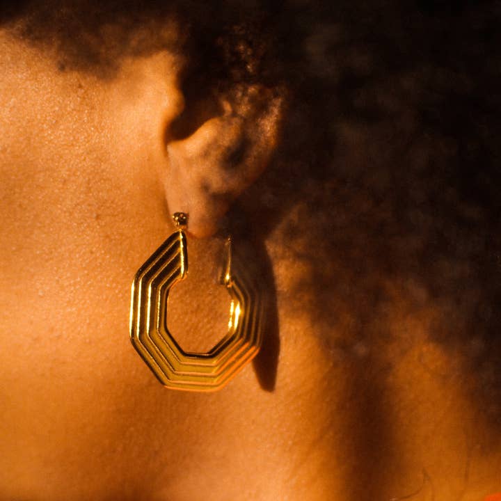 Hannah Lined Medium Hoops for wholesale by Fran's Hause