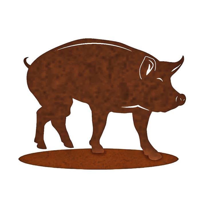 Rust Eating Pig on Base Garden Art for wholesale by California Home & Garden