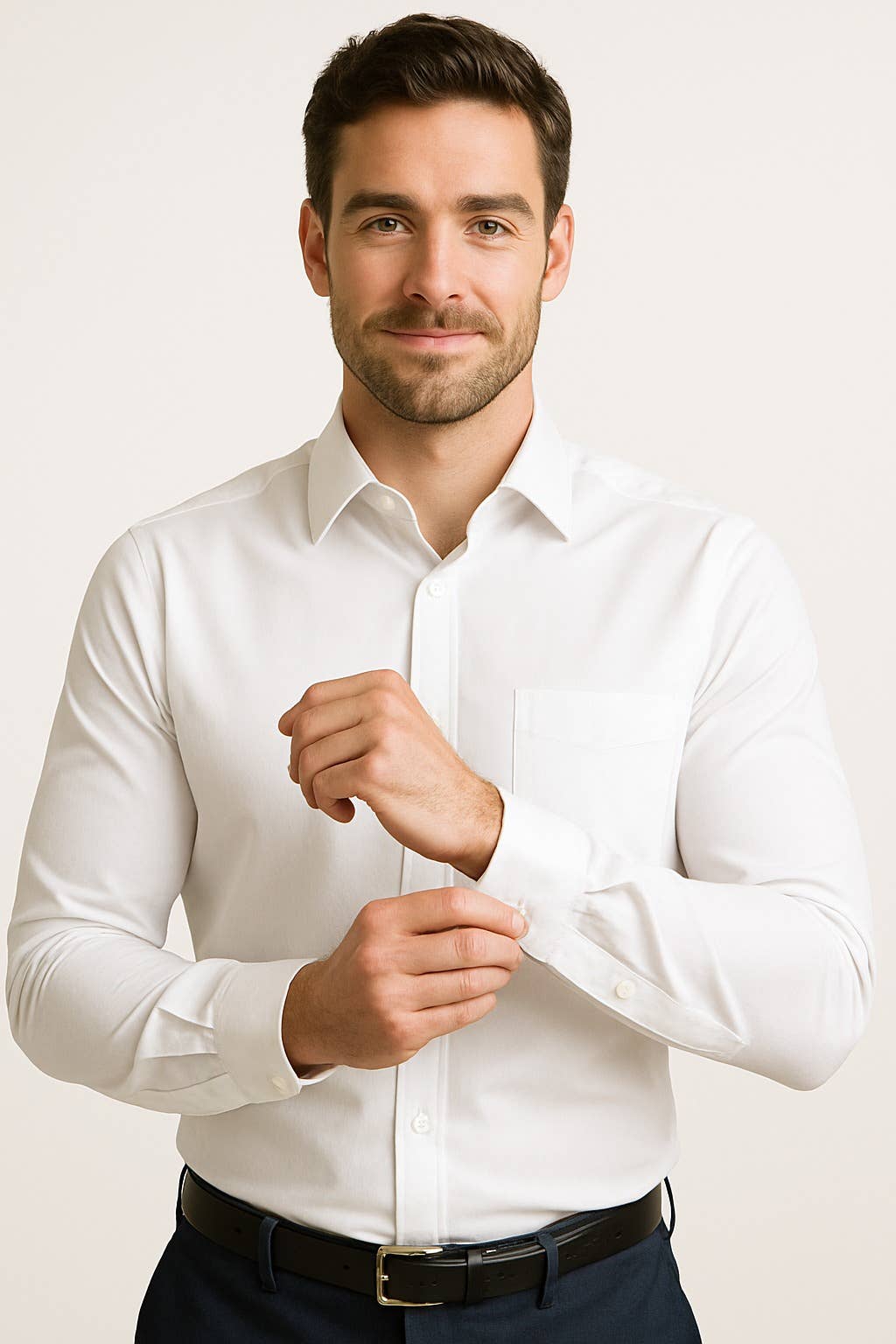 Blanc Chemise habillée blanche à manches longues pour homme Galaxy By Harvic en vente sur Faire1