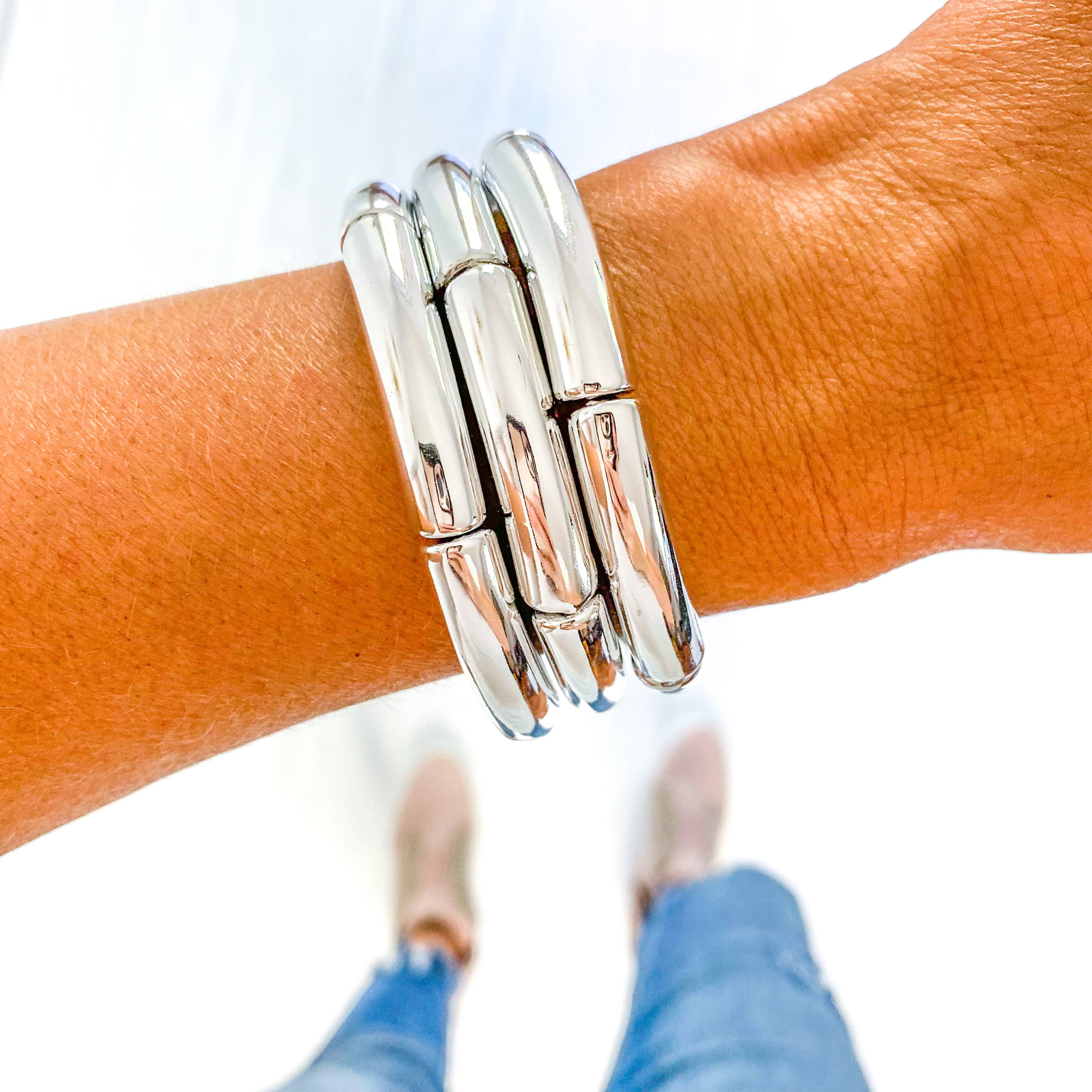 Savvy Bling - Wholesale Bangle Bracelet - Silver, Gold, Rose Gold Tube Bamboo Bracelet1