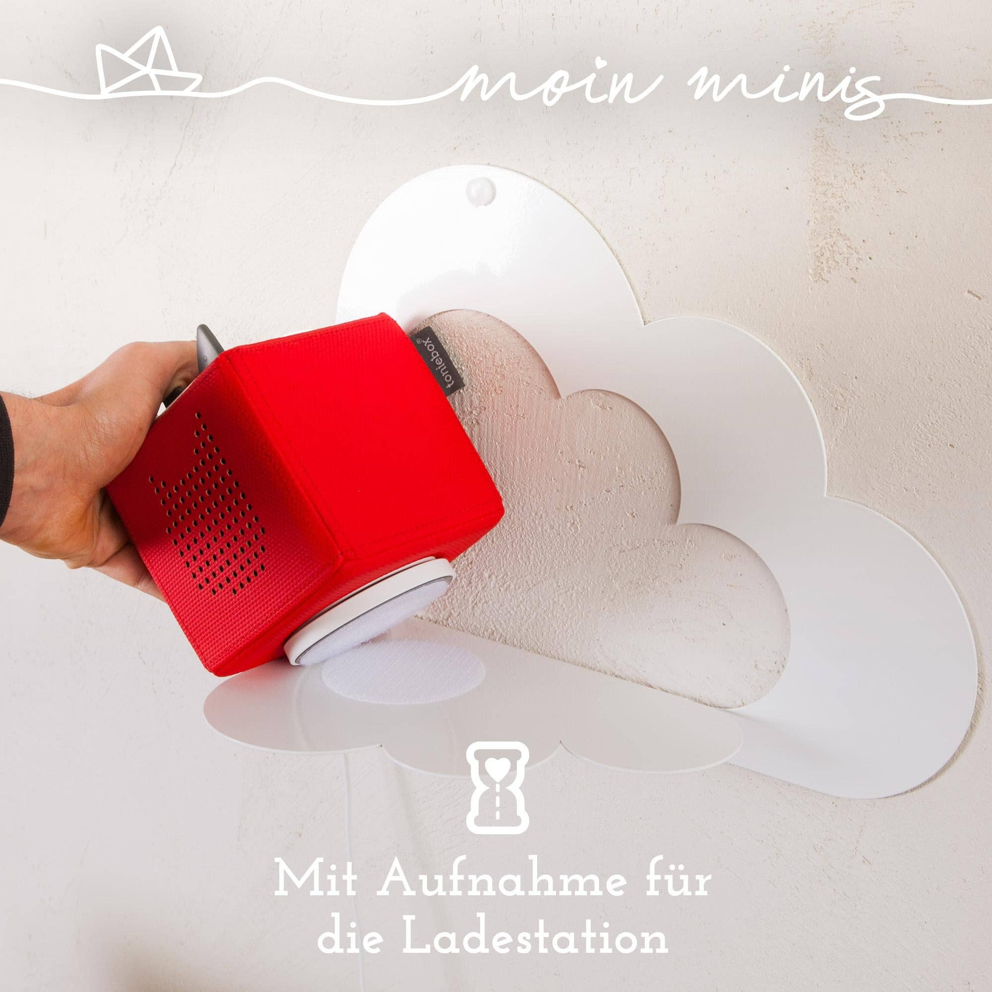 Mixcover GmbH - Vente Étagères murales - Étagère magnétique Moin Minis Cloud blanche compatible avec 20 figurines Tonie et Tonie Box pour enfants5