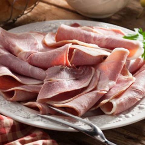 Cooked Country Ham Slices 8oz package for wholesale by Broadbent Country Hams