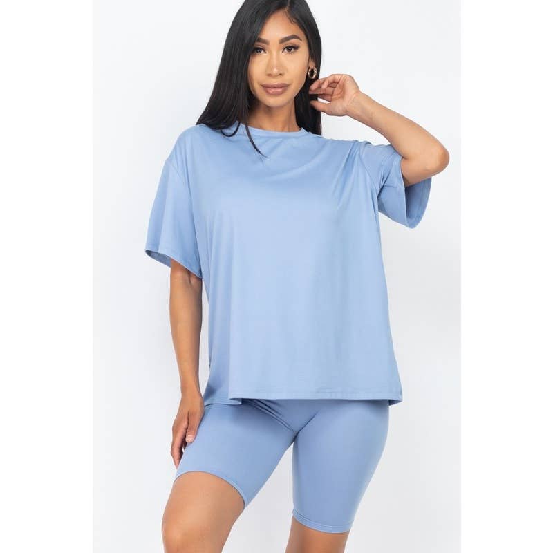 Paperdoll - Venta al por mayor Conjuntos de top y pantalón corto (NO para estar en casa) - Mujer - Conjunto de camiseta holgada de ajuste suelto y pantalones cortos de ciclismo14