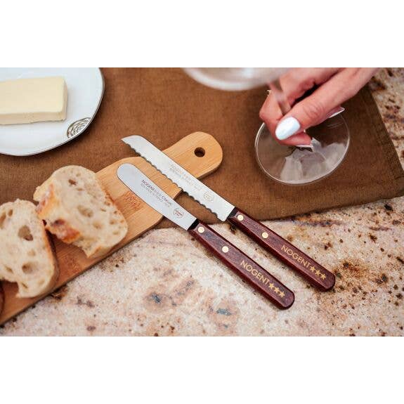 Nogent 3 Étoiles - Wholesale Table Knife - Smooth Blade Spreader 8 cm Cherry Classic Wood Nogent1