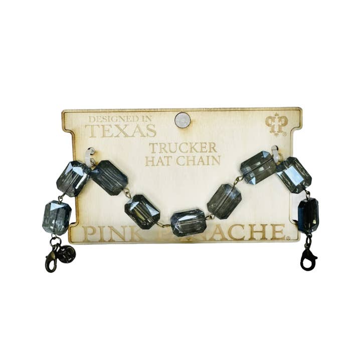 Pink Panache Brands - Wholesale Hat Accessory - Women's - Trucker hat rectangle crystal bead chain2