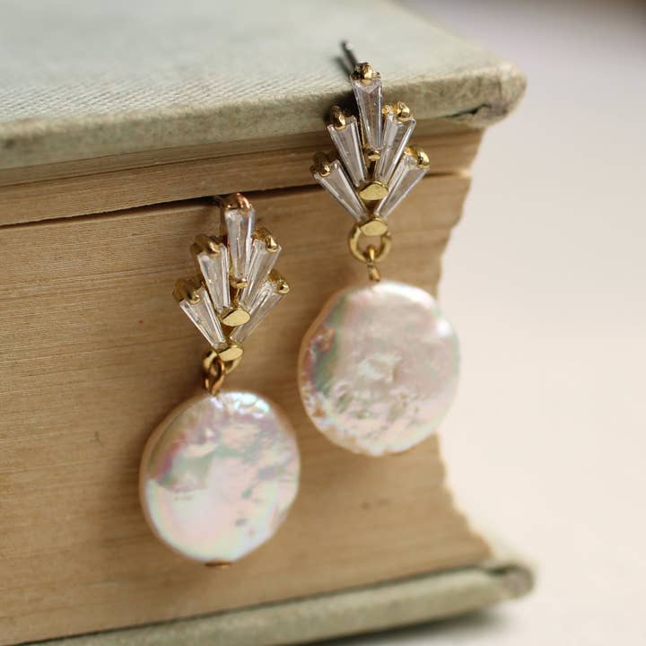 Silk Purse, Sow's Ear - Wholesale Dangle Earrings - Art Deco Crystal Pearl Earrings