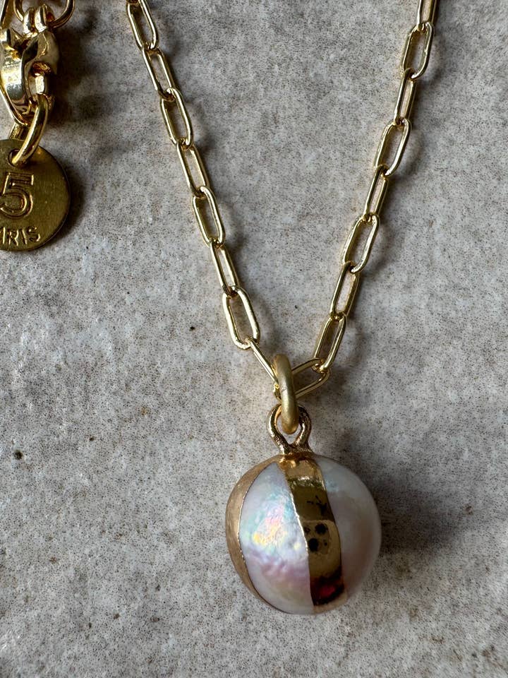 Golden Aura Pearl Necklace for wholesale by Loulu Designs