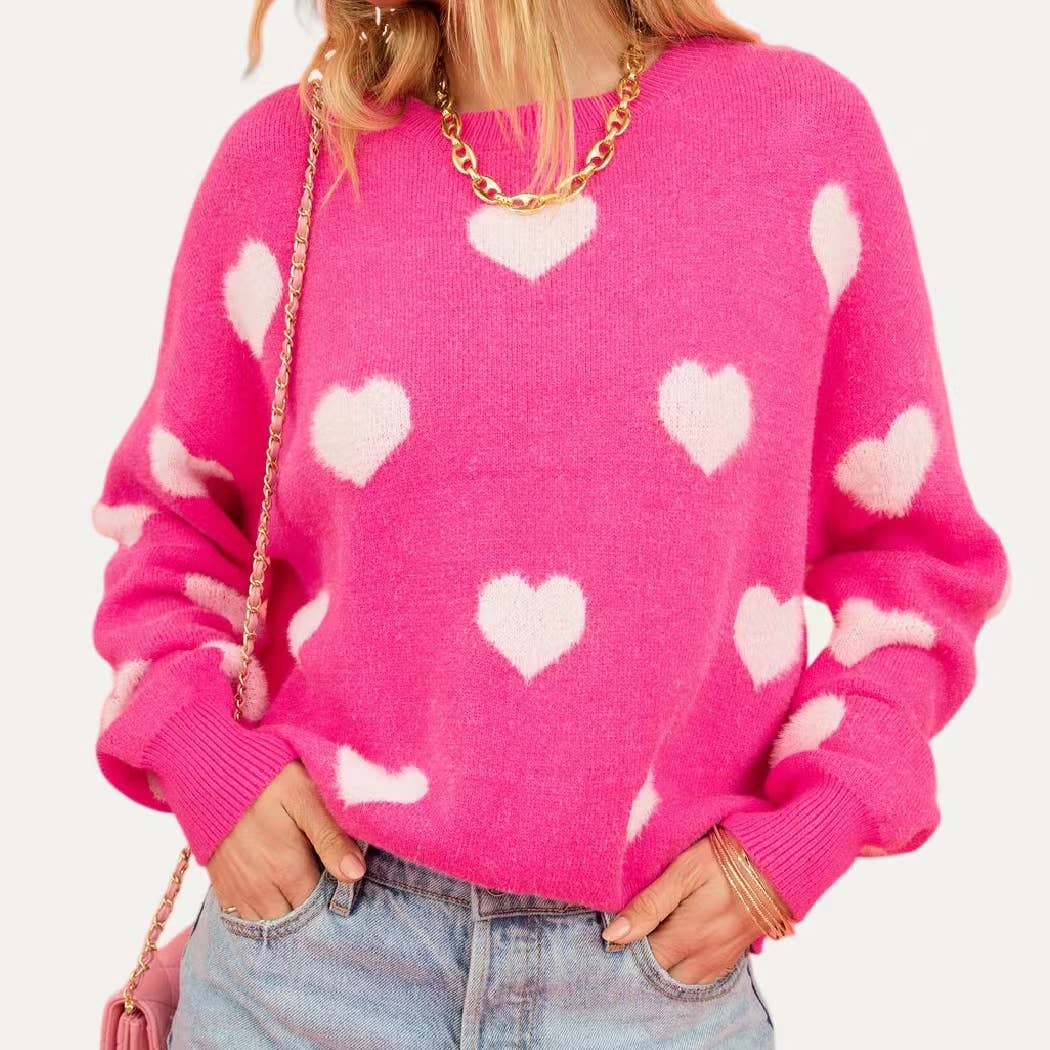 WOVEN HEART Balloon Sleeve Womens Eyelash Sweater