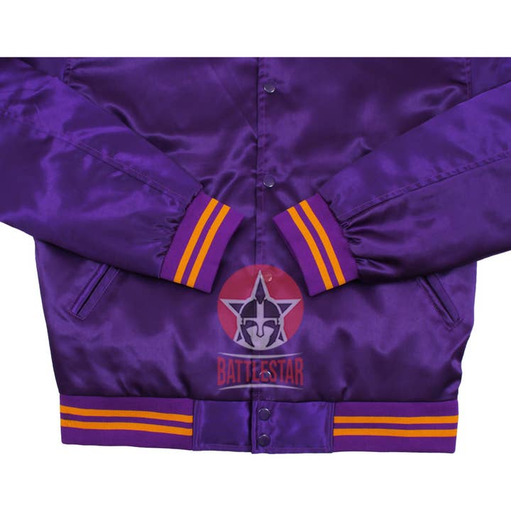 Eastworth Industries – wholesale Varsity- och baseballjackor – Herr – Lila Satin Varsity Letterman Bomber Baseballjacka2