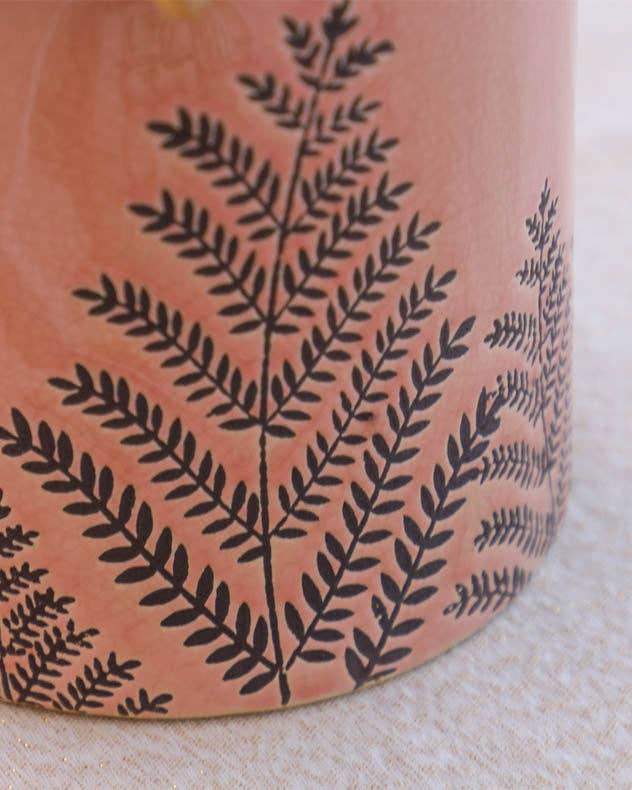 Dibor – wholesale Vase – Fern Leaf Embossed Pink Milk Churn Flower Vase12