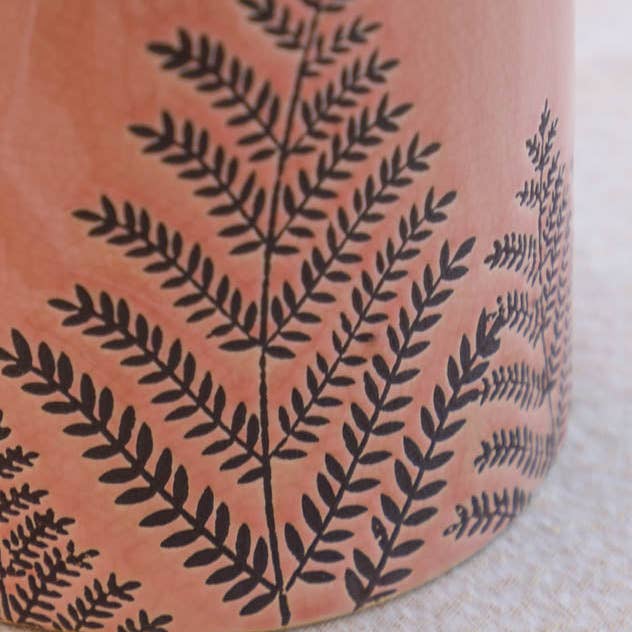 Dibor – wholesale Vase – Fern Leaf Embossed Pink Milk Churn Flower Vase12