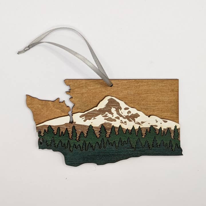 Washington Wood Ornament Art 5" for wholesale by Knit and Nailed
