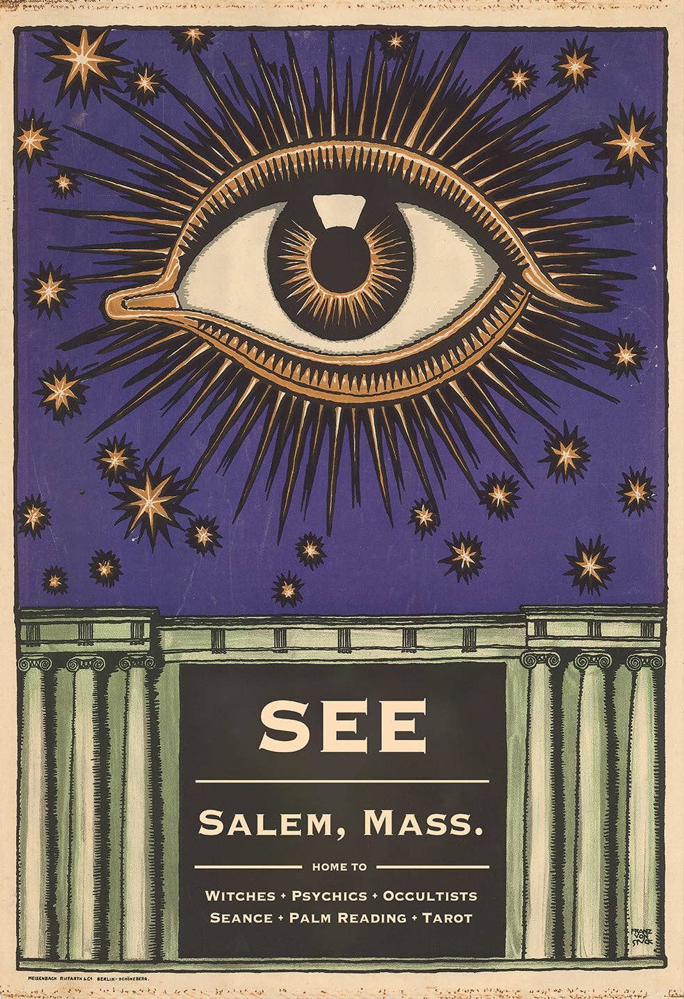Vintage Banners - Wholesale Poster - See Occult Salem vintage reisposter met lijst - canvas wanddecoratie - souvenir en decoratie uit Salem, Massachusetts4