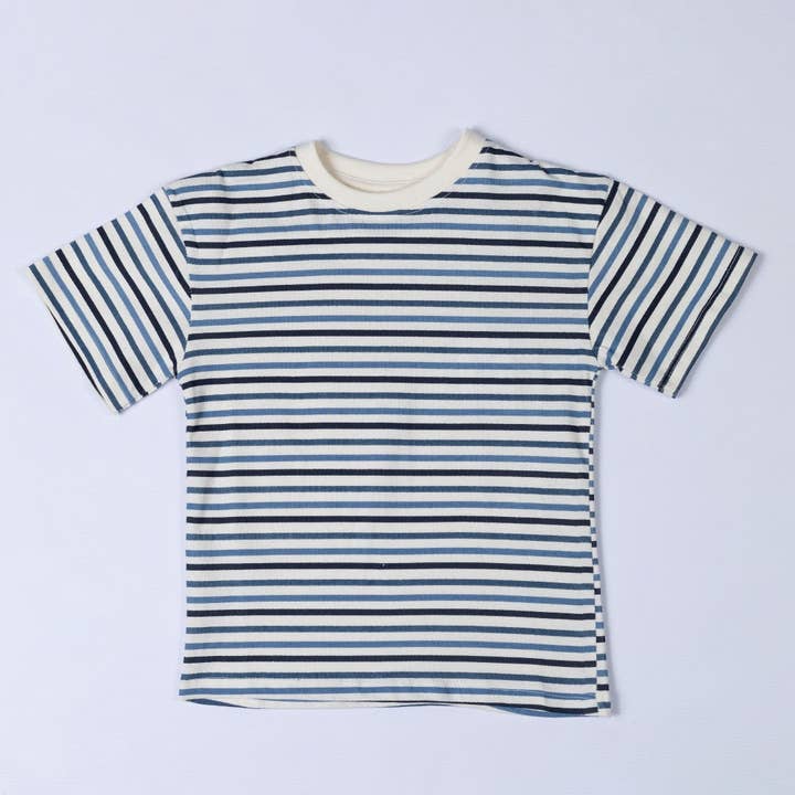 Ecru White Kids Navy Blue Striped T-shirt for wholesale on Faire