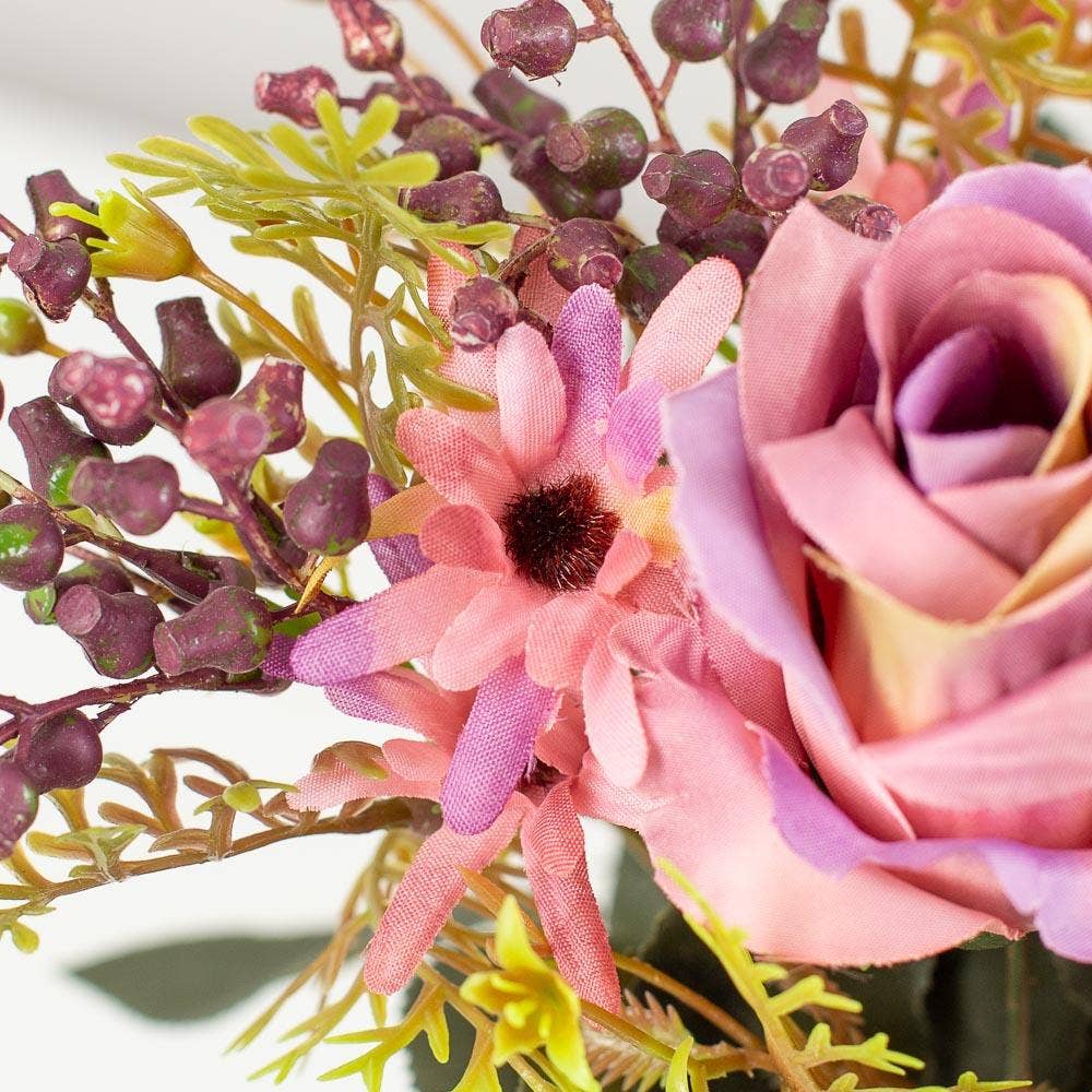 Factory Direct Craft - Wholesale Artificial Flowers - 17-inch Artificial Roses and Daisies Bush - Select Color 2