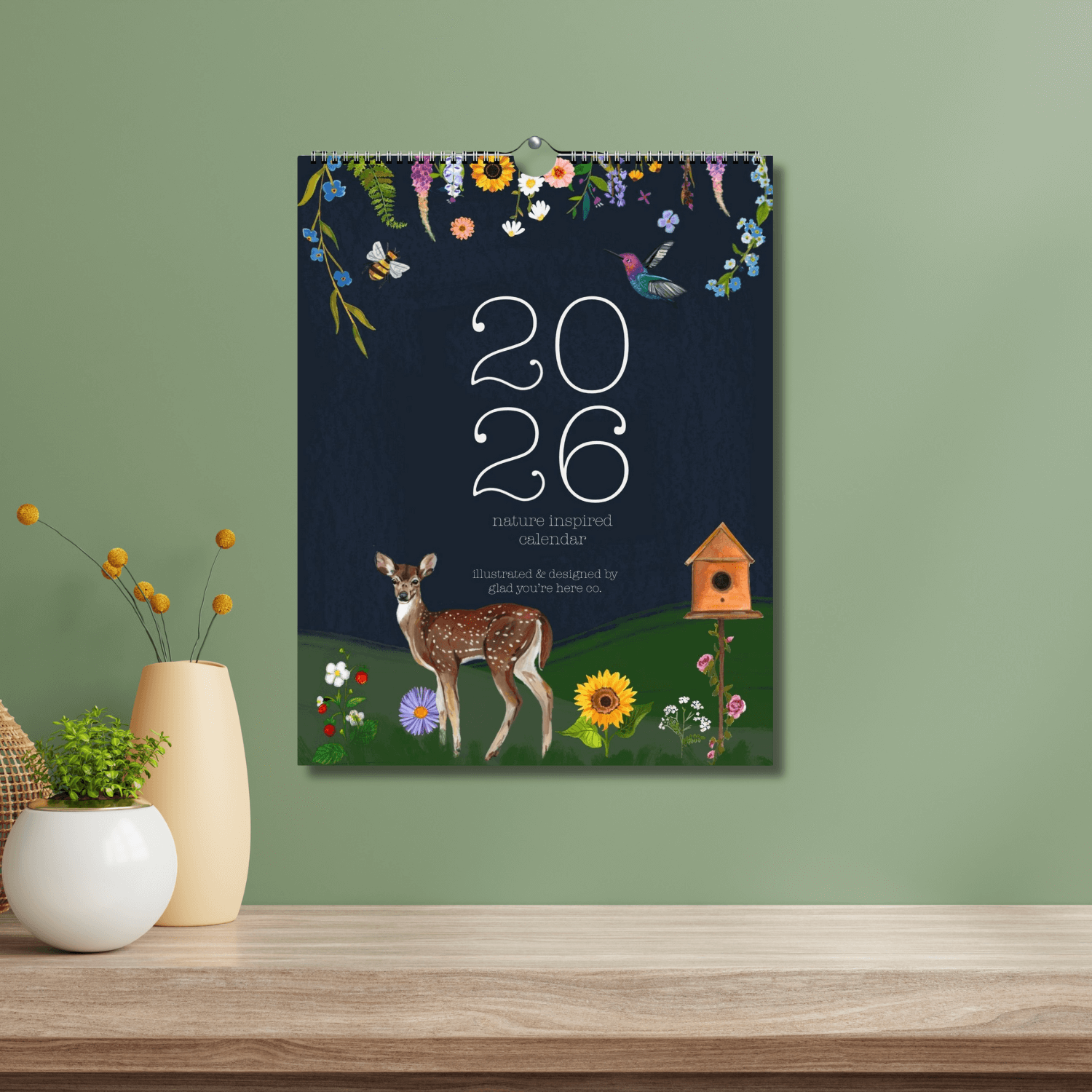 glad you're here co - Wholesale Calendar - 2026 Nature-Inspired Wall Calendar – Botanical & Floral Artwork | 12-Month Hanging Calendar with Hand-Painted Illustrations (Pre-Order Ships Sept. 15)8