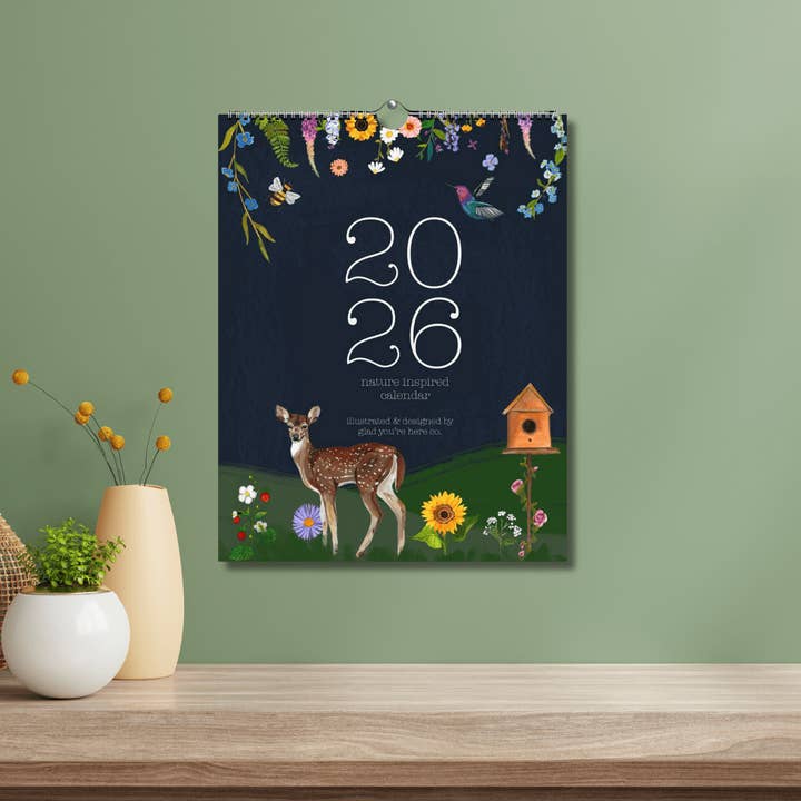 glad you're here co - Wholesale Calendar - 2026 Nature-Inspired Wall Calendar – Botanical & Floral Artwork | 12-Month Hanging Calendar with Hand-Painted Illustrations (Pre-Order Ships Sept. 15)8