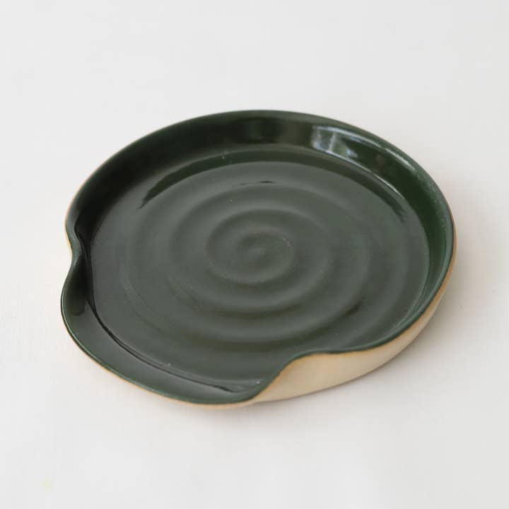 Handmade Ceramic Spoon Rest - Racing Green for wholesale by Katie L Thompson Designs