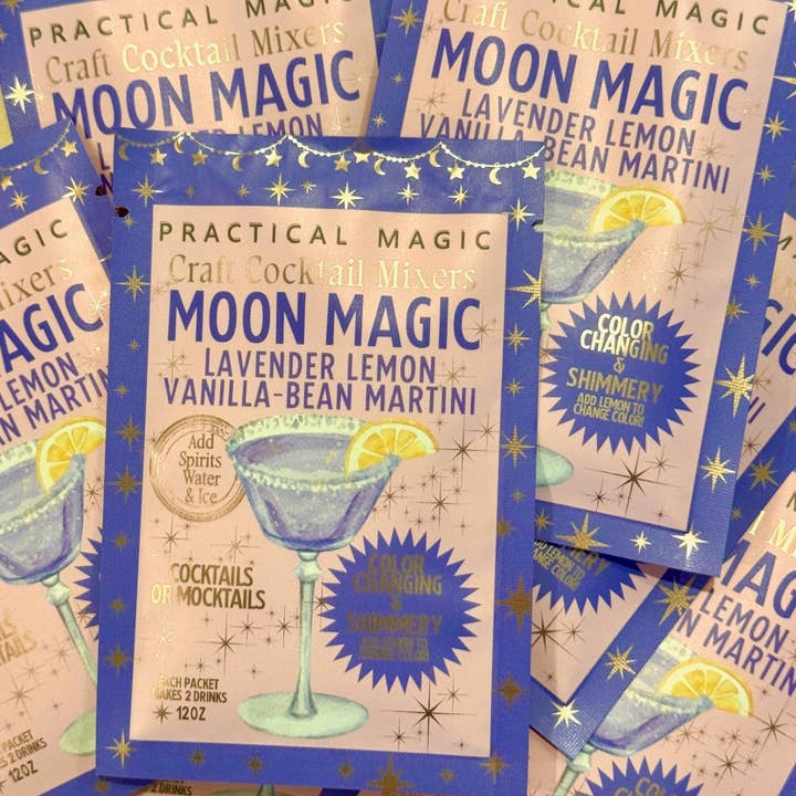 Practical Magic Apothecary & Craft Cocktails - Wholesale Cocktail Mix/Syrup - Moon Magic Instant Sparkly Cocktails or Mocktails for 2