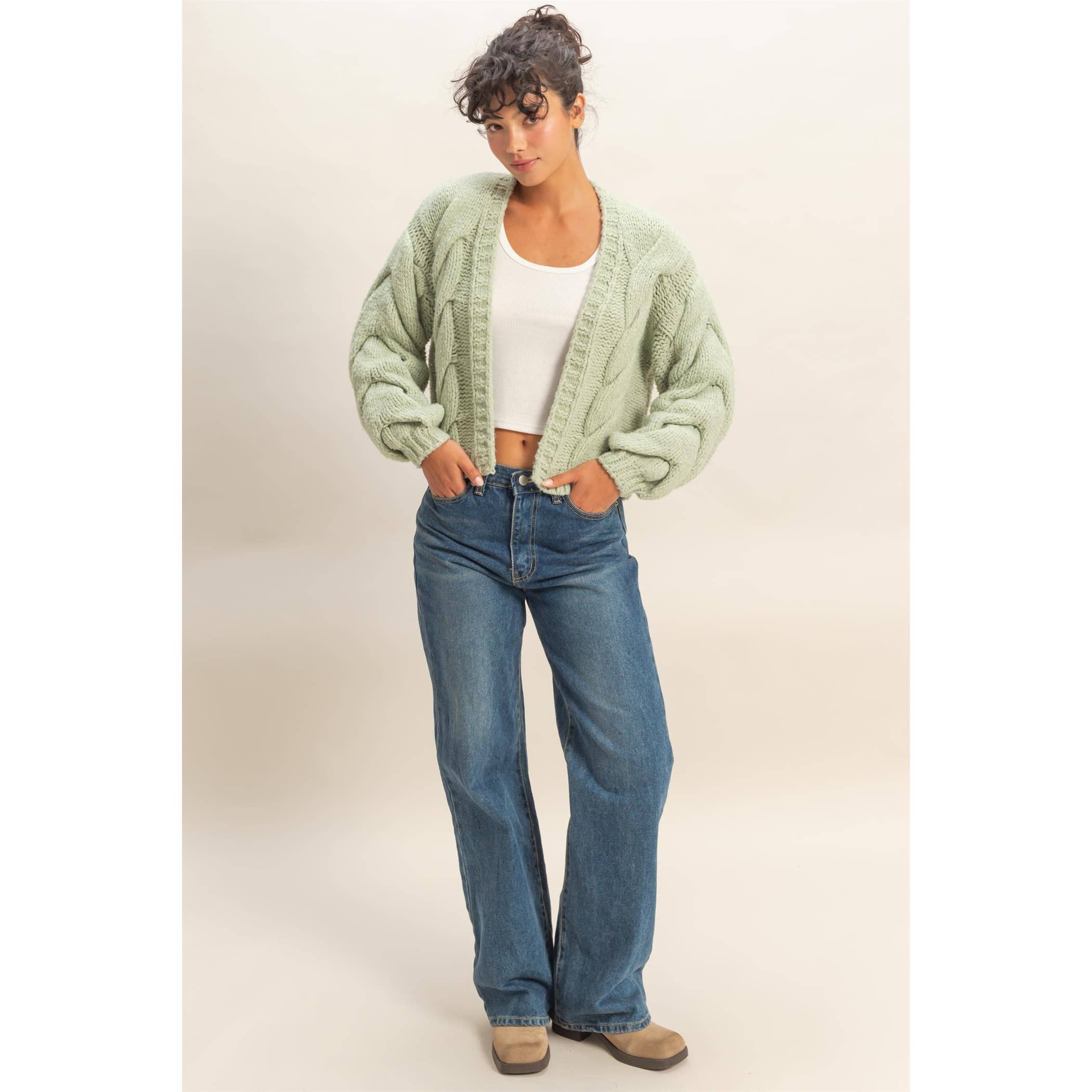 HYFVE - Wholesale Cardigan - Women's - Oversized Cable Knit Open Front Cardigan Sweater8