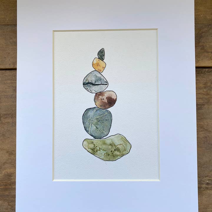 Watercolor Art Print: Pacific Northwest Rocks #2 for wholesale by Rootbound
