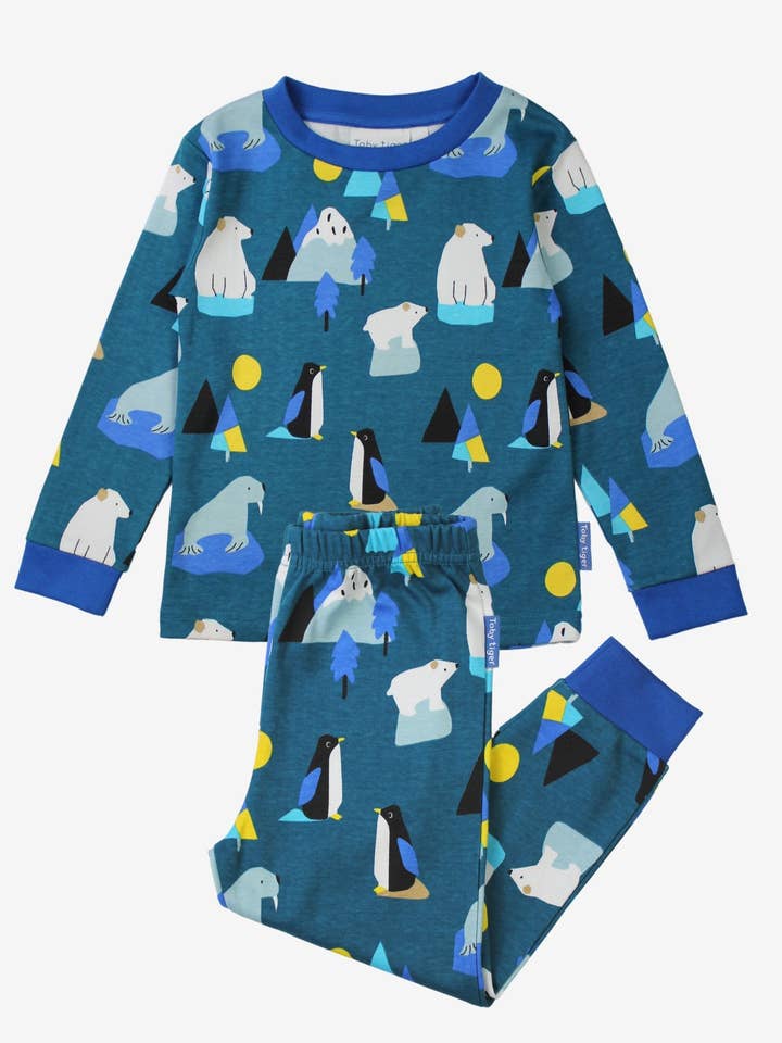 Pyjama enfant en coton bio à manches longues avec imprimé Arctique pour la vente par Toby Tiger GmbH