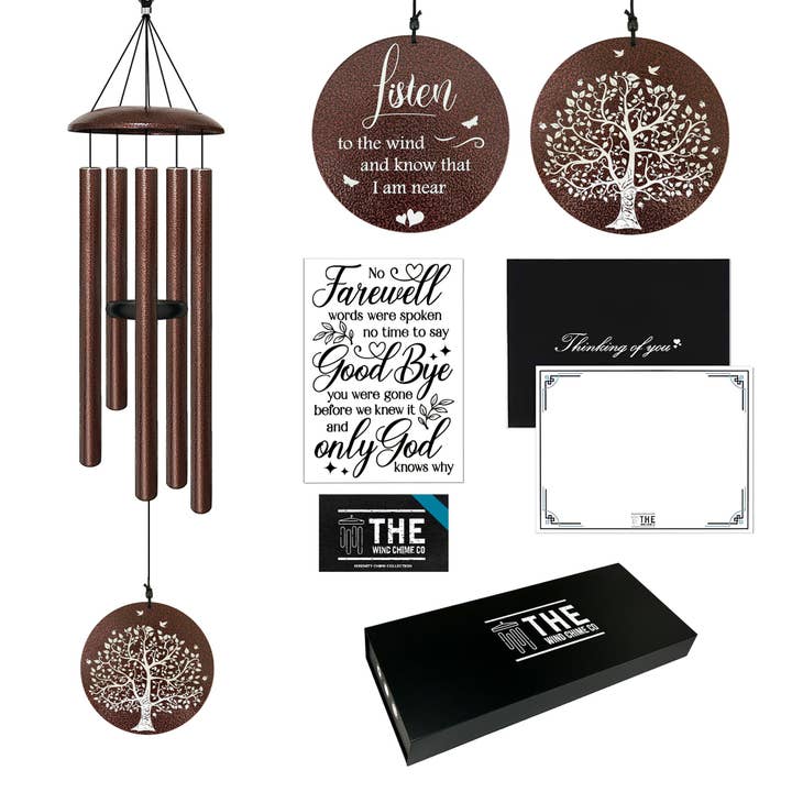 Mindeserenitetsvindklokke - Antik bronzeblomst til særlige lejligheder eller refleksioner 48” for engroshandel hos The Wind Chime Co