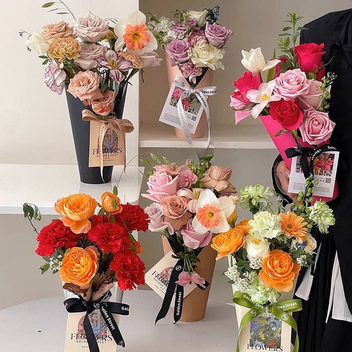 Rigid Cone Flower Box with liner included for wholesale by Elegant Design Supply