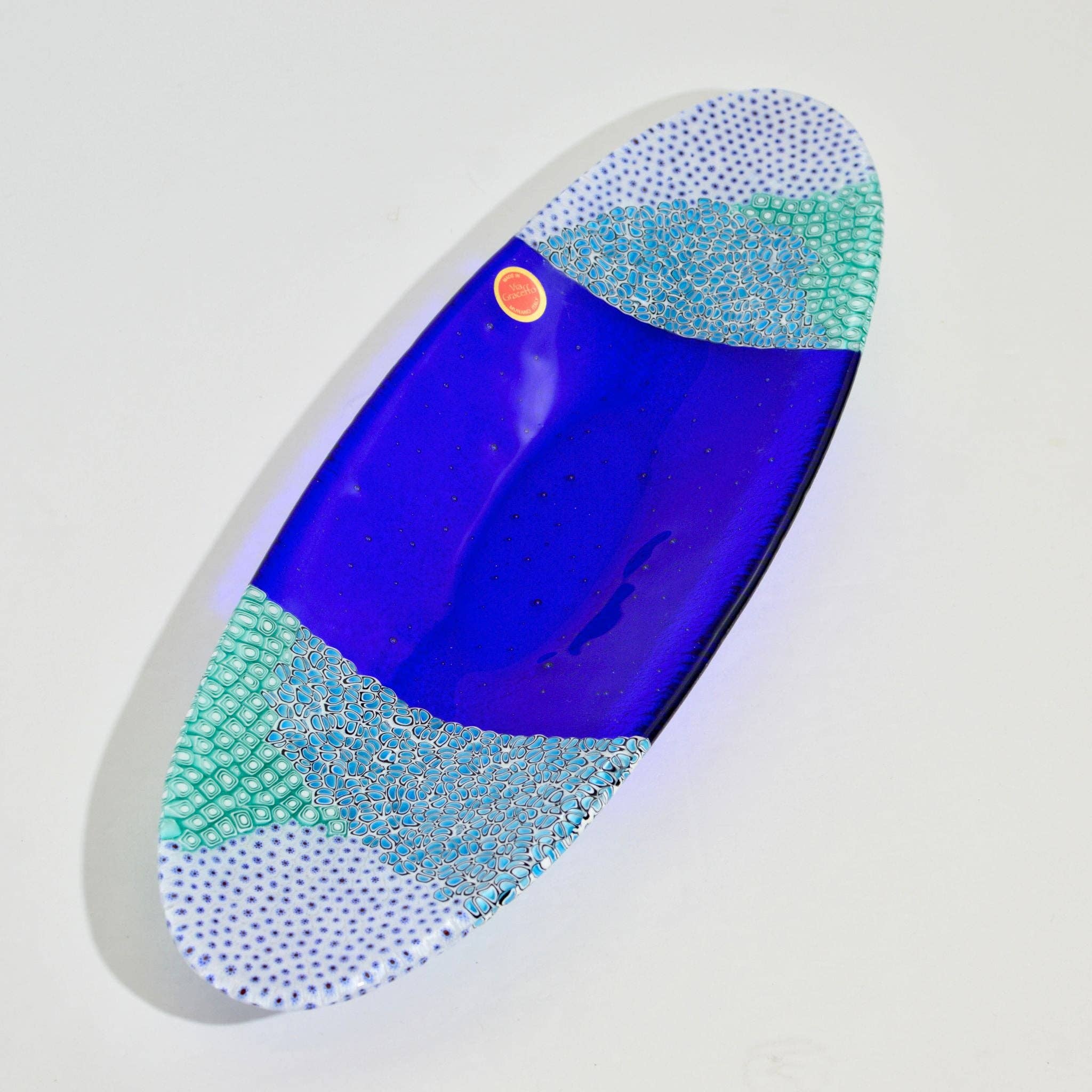 Via Graceffo - Vente Assiettes/plats/bols de décoration - Plats décoratifs ovales en verre de Murano - Bleu - Options de taille4