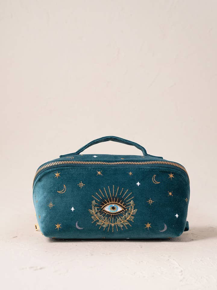Celestial Eye Open Flat Makeup Bag for wholesale by Elizabeth Scarlett Ltd
