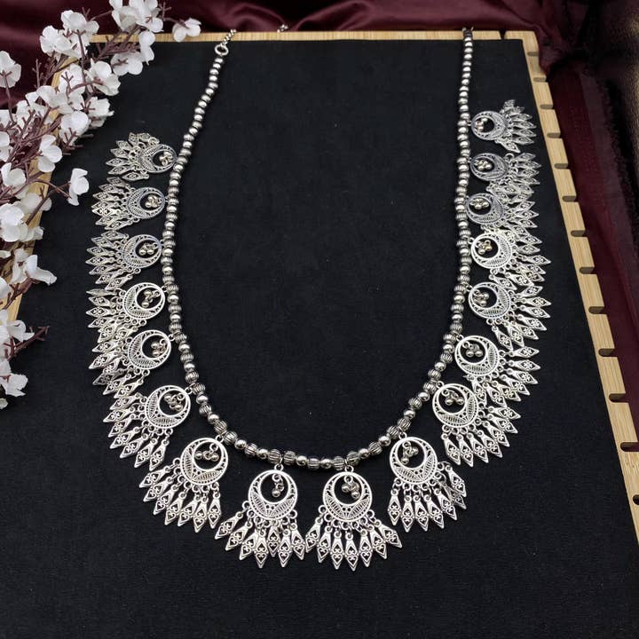 Geoxideerde Zilveren Tribale Boho Statement Ketting voor wholesale door Quirky Fashions