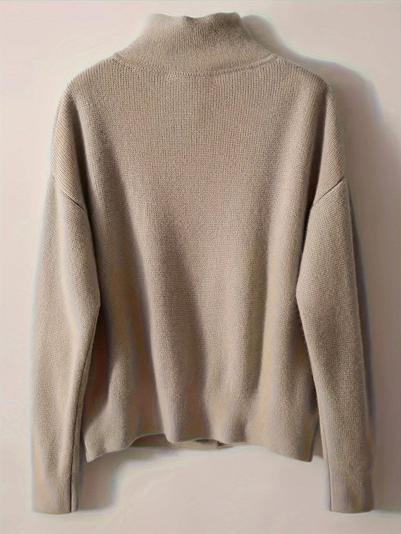 Khaki Effortless chic high neck cardigan with pocket for wholesale on Faire1