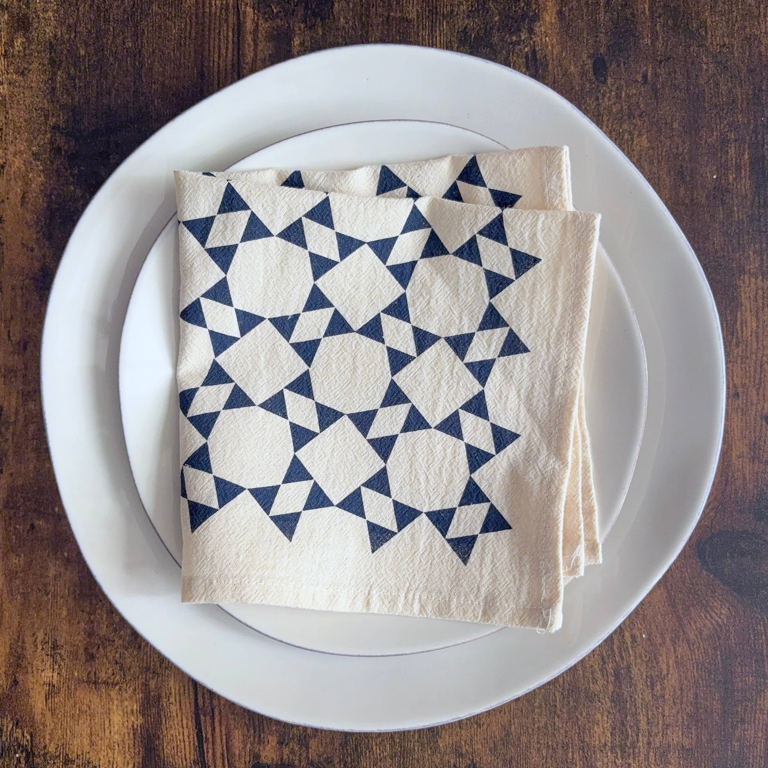 Bright Beige - Wholesale Dinner & Cloth Napkin - Hand Printed Flour Sack Napkins - Homespun Quilt7