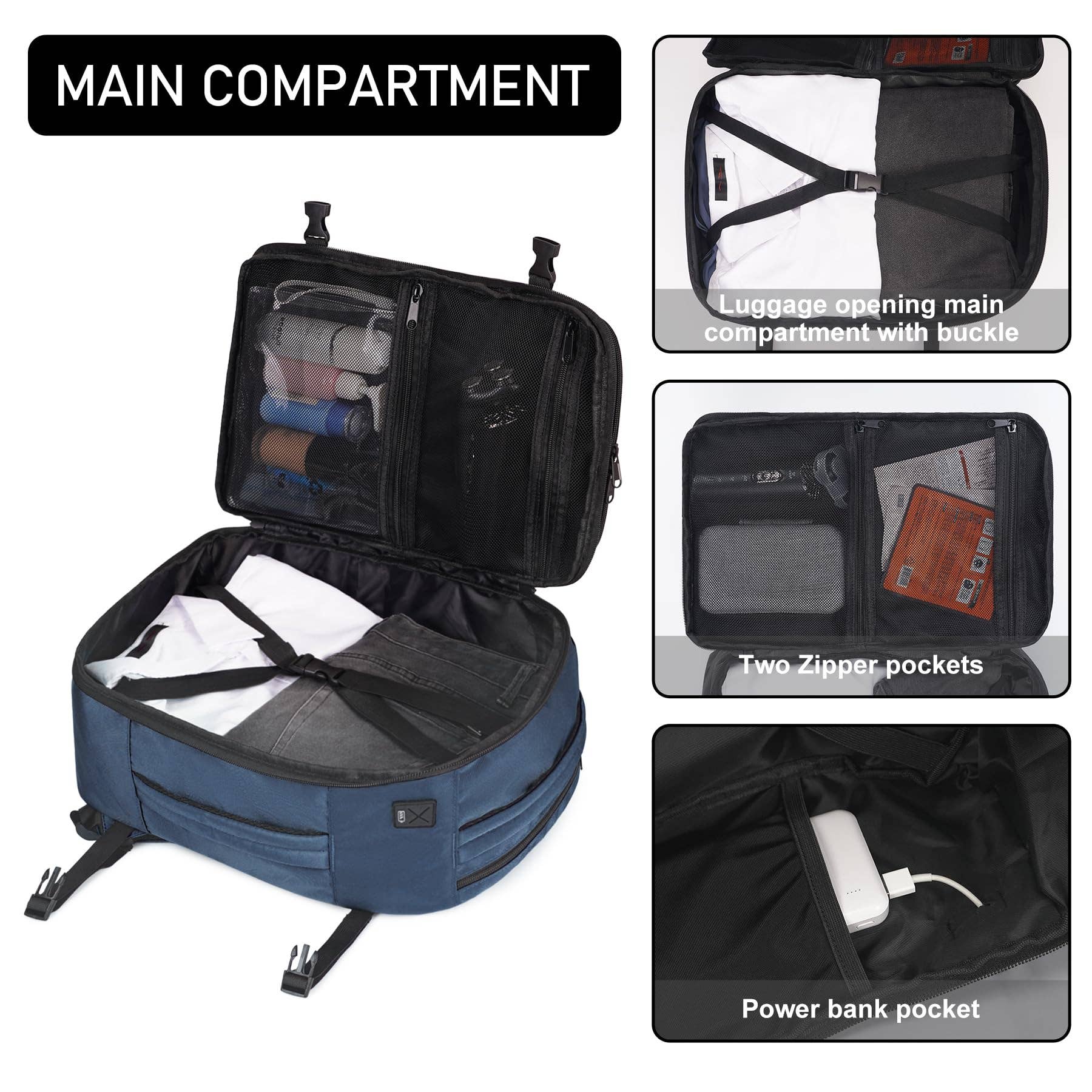 wandf - Wholesale Backpack - Unisex - 20L Underseat 13 Pockets Carry on Travel Bag with USB Port26