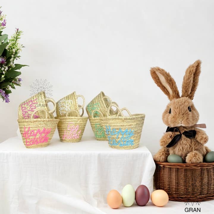 Gran Wholesale - Wholesale Basket - Happy easter basket, Easter Gift Bag, Monogram Easter Straw4