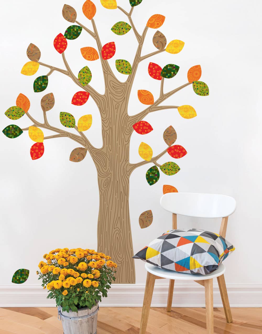 Simple Shapes - Wholesale Wall Decal/Stickers - Patterned Tree with Leaves Wall Sticker0