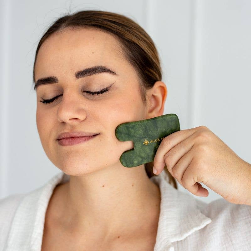 ACUS MED - Venta al por mayor Utensilio Gua Sha - Piedra Gua Sha de Jade | Herramienta Gua Sha Rectangular Verde2