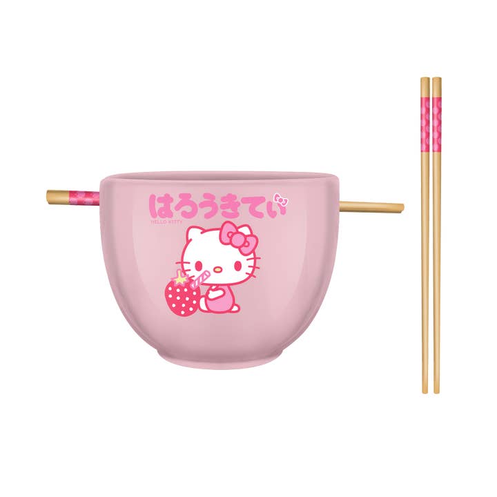 Hello Kitty Strawberry Milk 20oz Ceramic Ramen Bowl for wholesale by Silver Buffalo