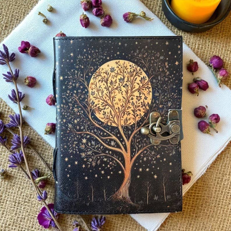 Leatherooze - Venta al por mayor Diario/agenda - Diario de Grimorio de Cuero – Libro de las Sombras Árbol de la Luna0