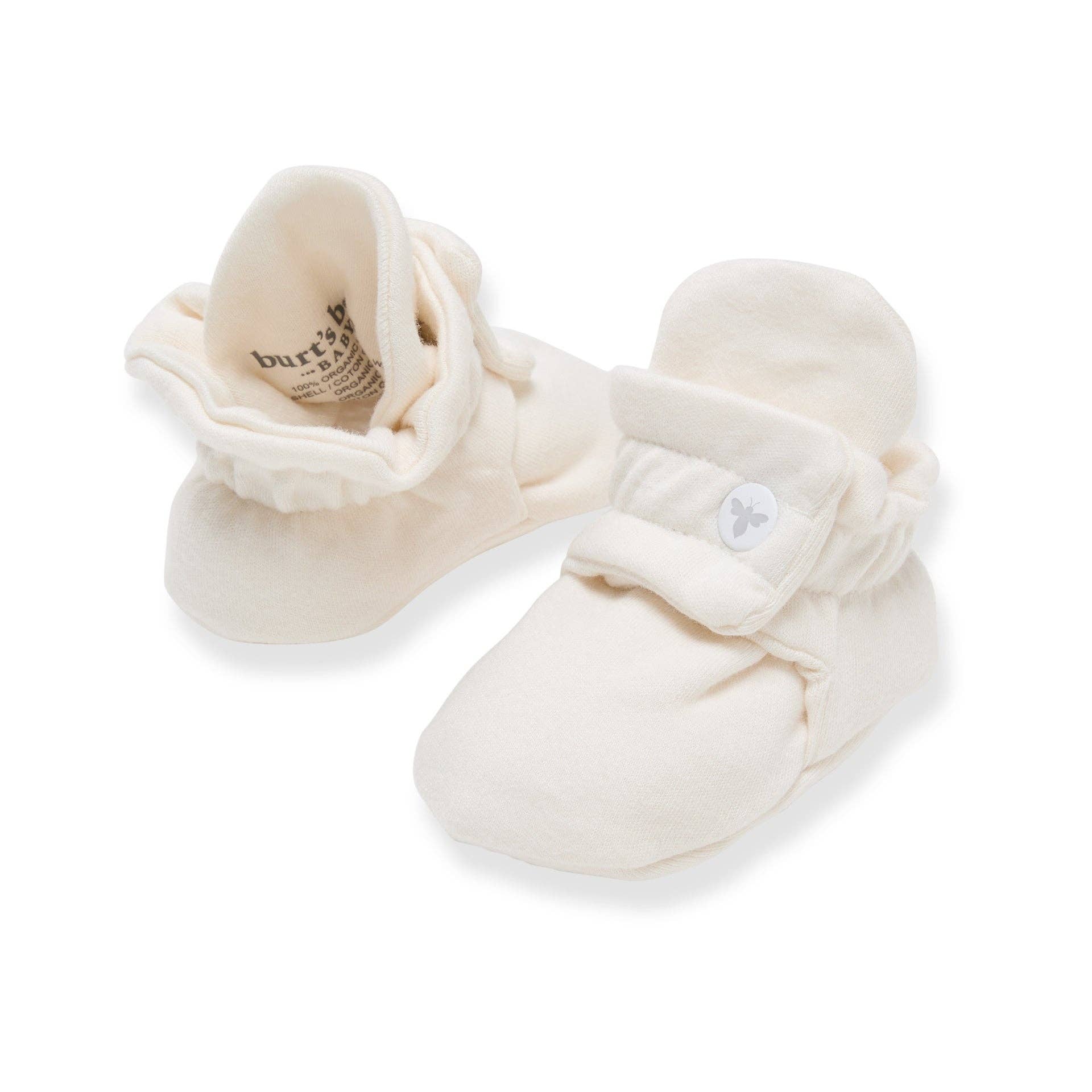 Burt's Bees Baby - Wholesale Booties - Baby - Solid Organic Cotton Baby Booties - Eggshell
