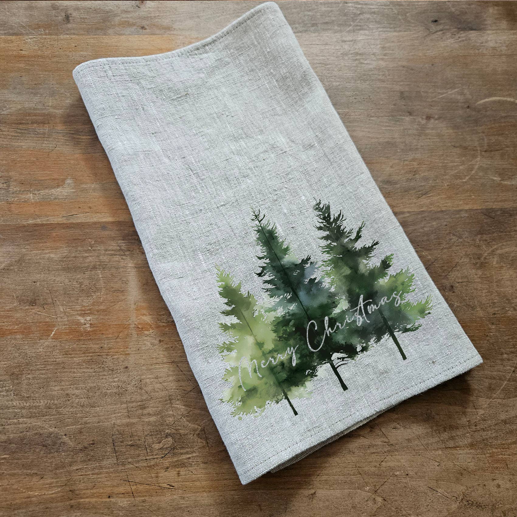 NorraVilla - Wholesale Tea Towel - 100% Linen Guest Towel with Christmas tree Forest1