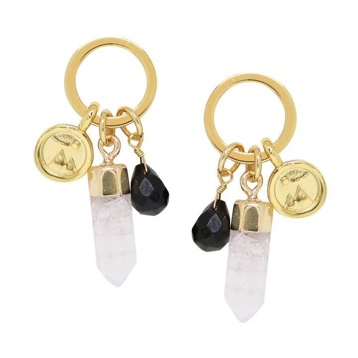 Onyx & Gold Charm Earrings for wholesale by CHARGED