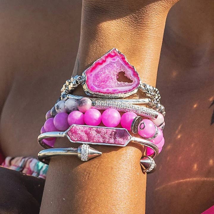 Stablearmbånd, Kalsedon Pink, Persisk Jade, Solkvarts for engroshandel hos Mara Blak - Hidden Gems