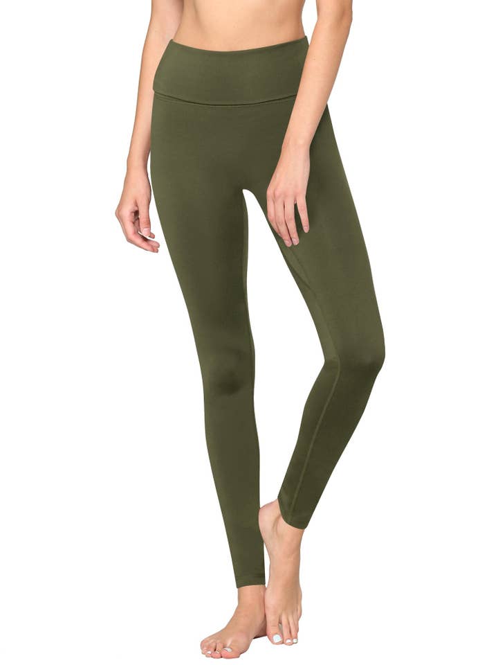 QB3020 Women's Peached Seamless Front & Side Foldable Waisted Leggings with Inner Pocket Full-Length Yoga Pants for wholesale by MBJ FASHION