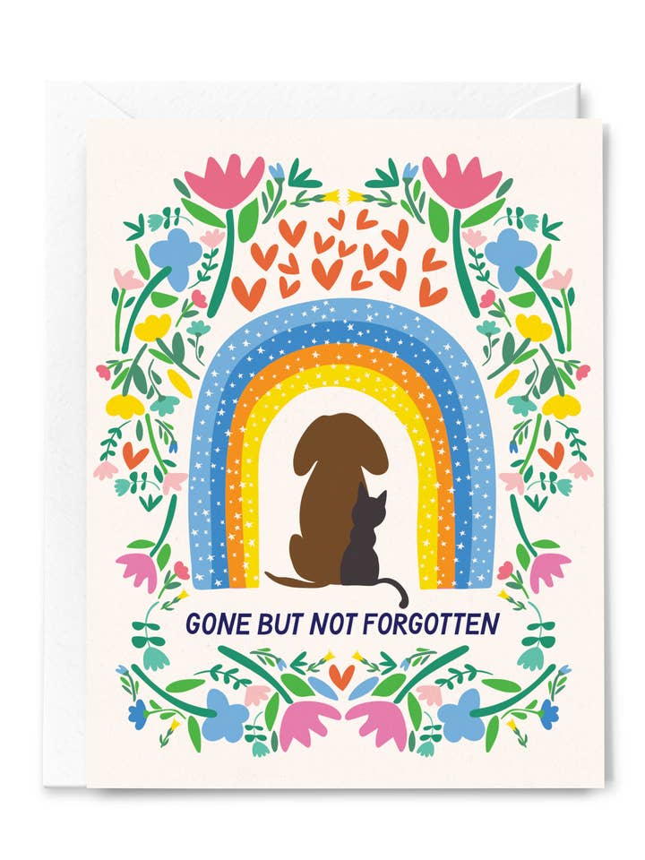 Gone But Not Forgotten Pet Sympathy Greeting Card Dog & Cat for wholesale by Happy Just Happy
