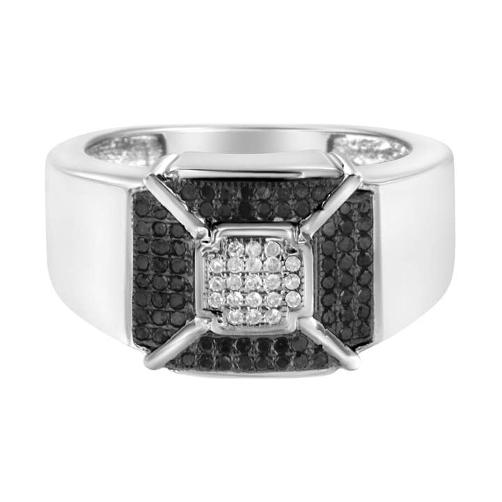 Sterling Silver 3/8 Ct Black & White Diamond Men's Band Ring for wholesale by Infinite Jewels
