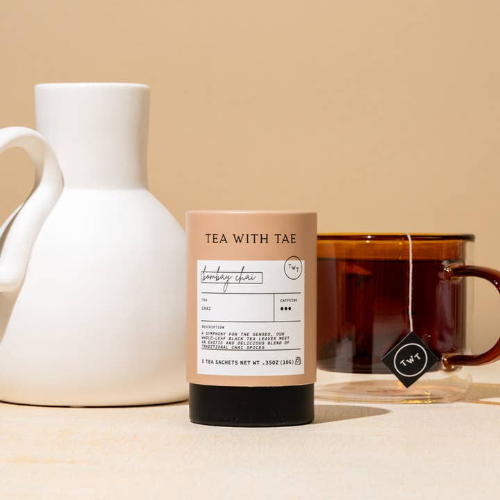 Tea with Tae - Wholesale Tea Bags - Bombay Masala Chai Black Tea Mini Tea Tube Gift (5 tea bags)