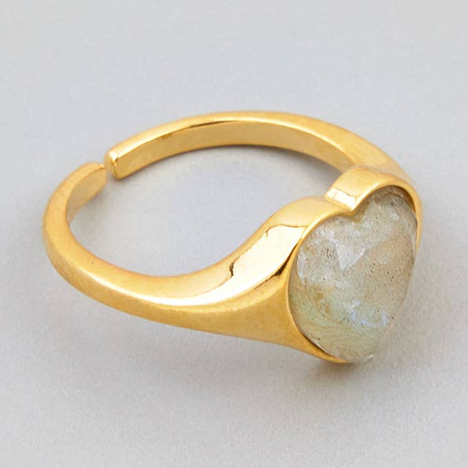 Semi Precious Stone Heart Ring for wholesale by The Looks by Fame Accessories